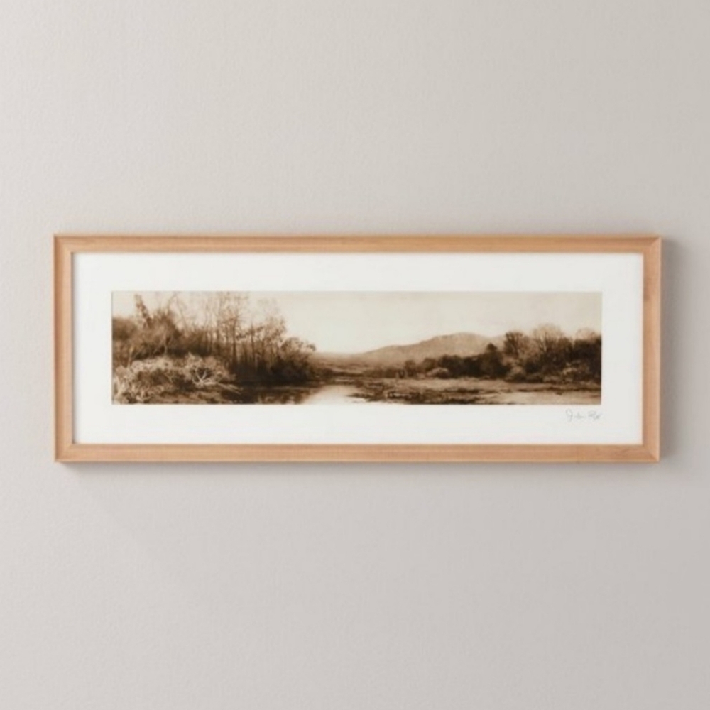 Hearth and Hand 9" x 24" Tranquil River Scape Panoramic Framed Wall Art